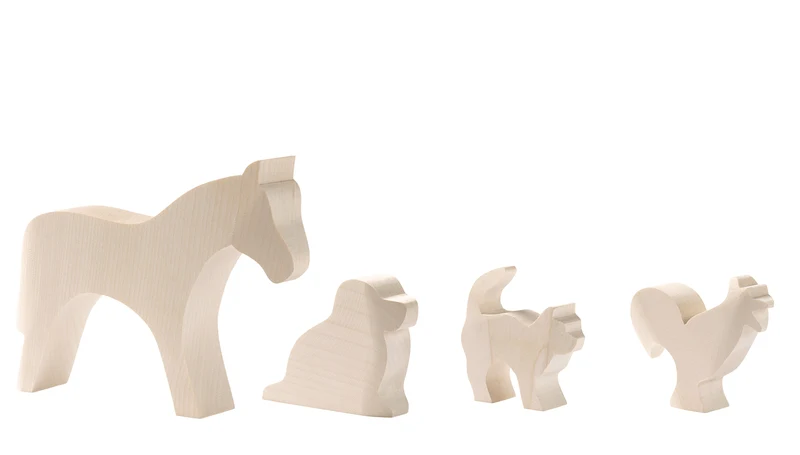 Ostheimer Kreativ-Tiere Set 4tlg. – Holzfiguren zum Bemalen