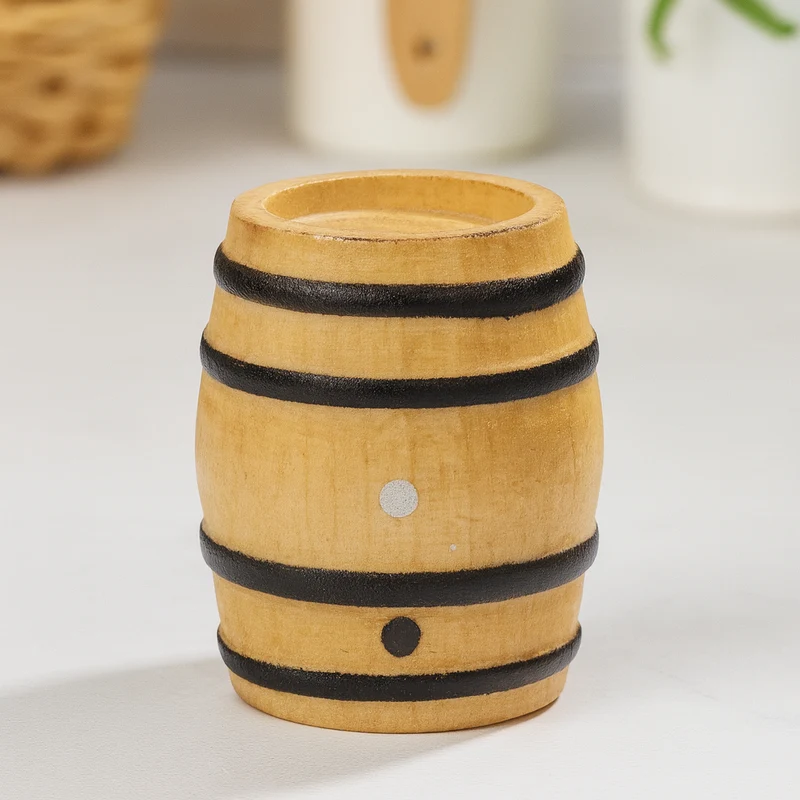 Miniatur Fass ca. 4x2,5cm – Wichtel Zubehör aus Holz für Dioramen