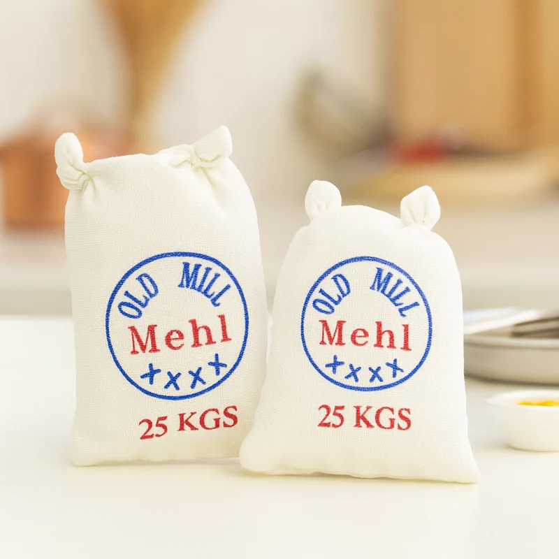 Miniatur Mehlsack 2-teilig ca. 4,5cm – Wichtel Zubehör Synthetik