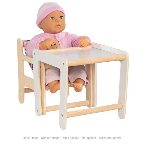 GoKi 51483 Puppenhochstuhl mit Tisch, 2in1