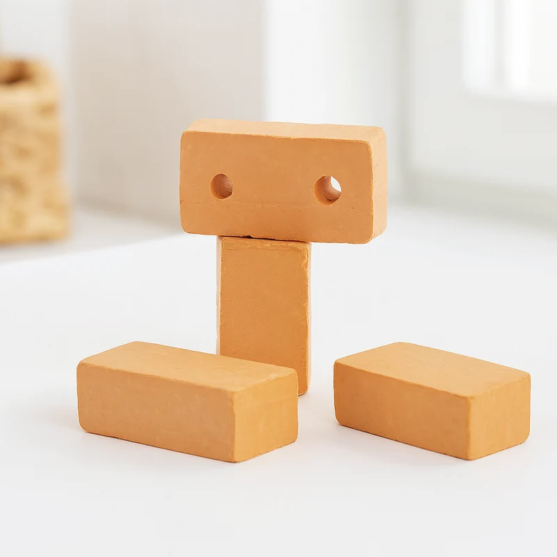 Miniatur Ziegelsteine mit Loch rot 5er Set – Wichtel Zubehör Baustelle