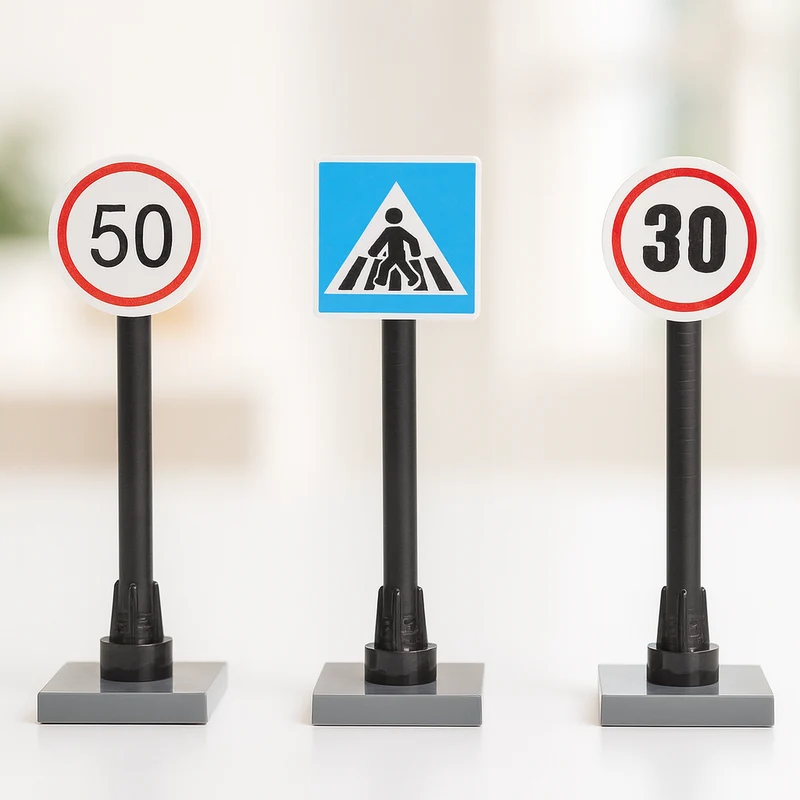 Miniatur Verkehrsschilder 3er-Set – Wichtel Zubehör Baustelle