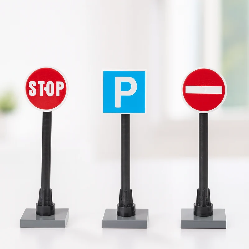 Miniatur Verkehrsschilder 3er-Set – Wichtel Zubehör Baustelle