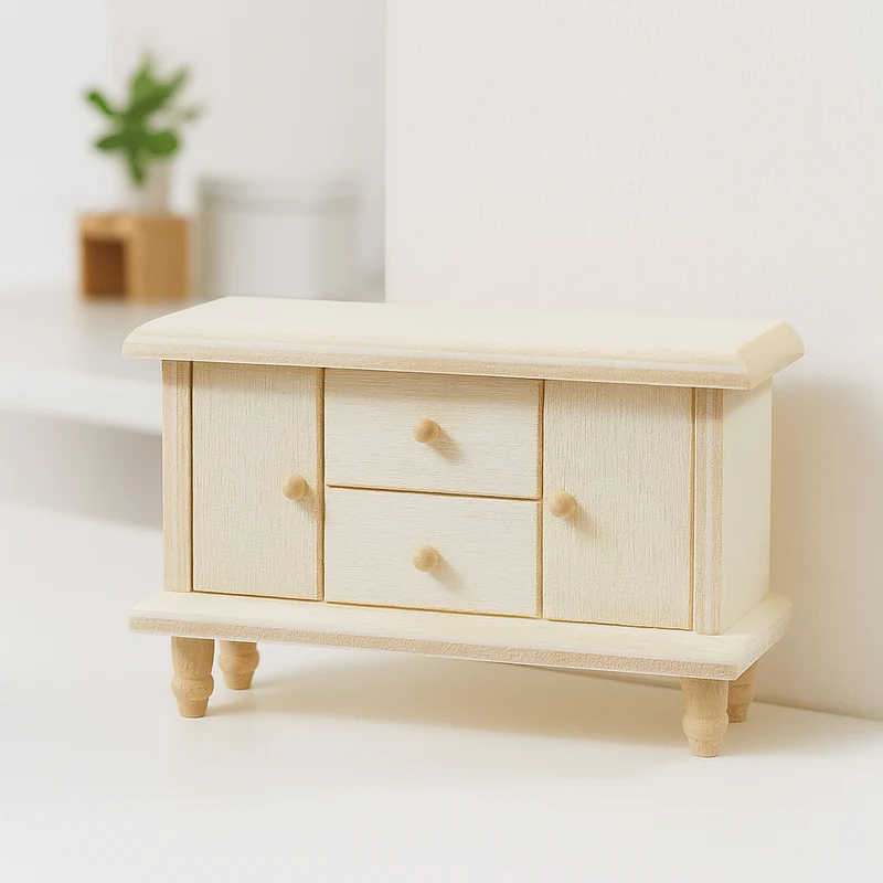 Miniatur Kommode Holz 10,2x3x6cm – Wichtel Zubehör Puppenhaus