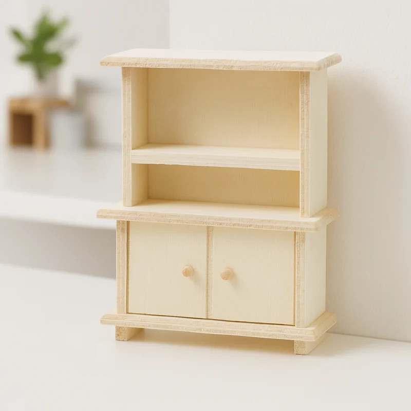 Miniatur Schrank Holz 8x3,1x10,1cm – Wichtel Zubehör Puppenhaus