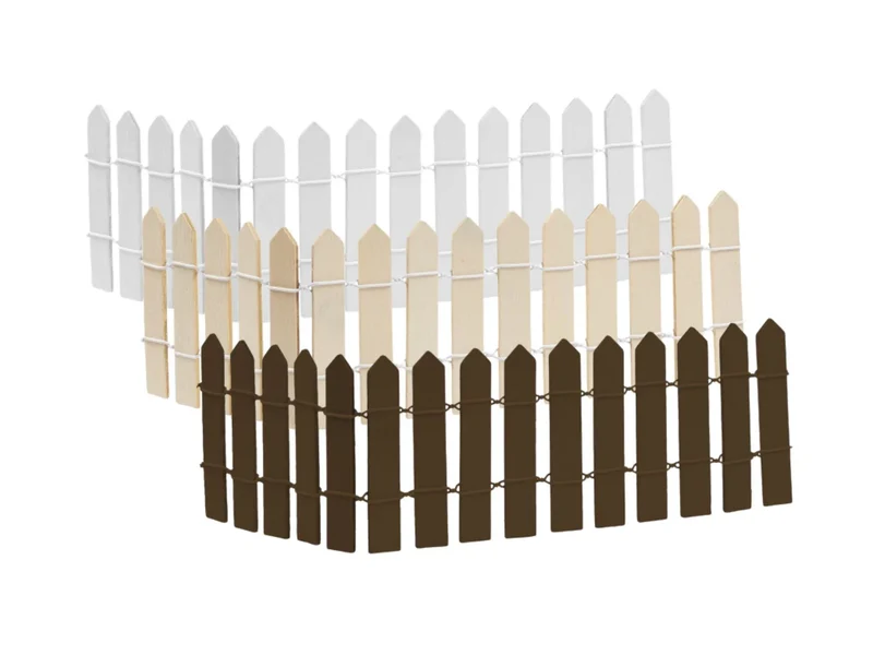 Miniatur Zaun Holz 25x6,5cm – Wichtel Zubehör in weiß, natur, braun