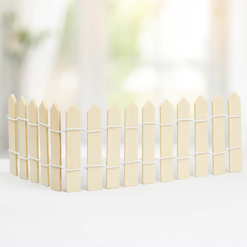 Miniatur Zaun Holz 25x6,5cm – Wichtel Zubehör in weiß, natur, braun