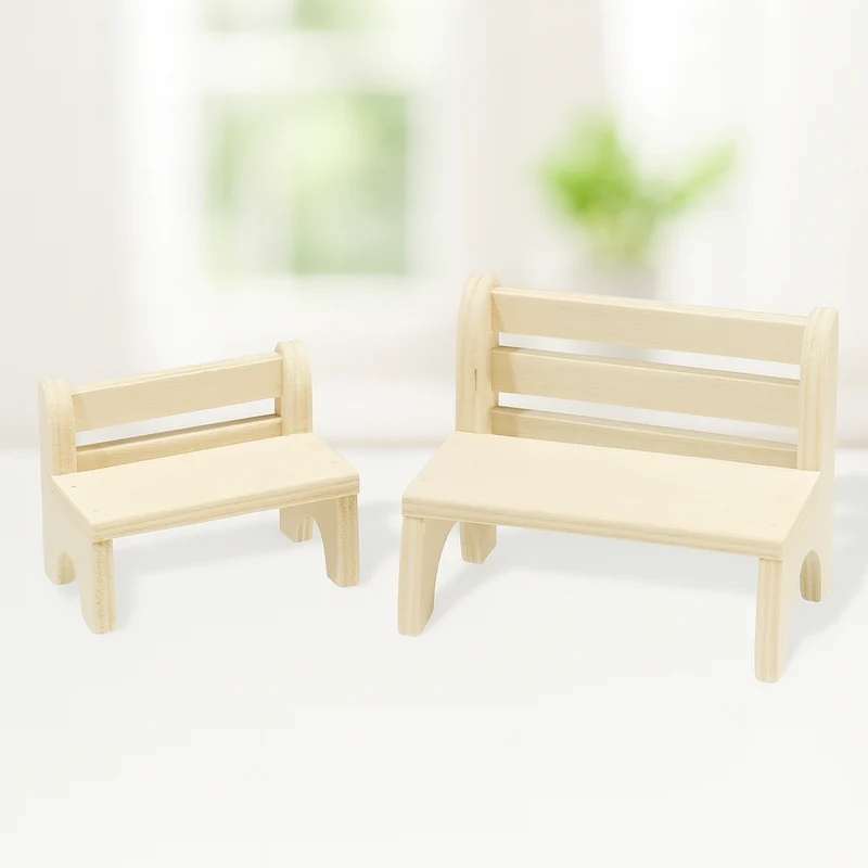 Miniatur Bank Holz 2 Größen – Wichtel Zubehör