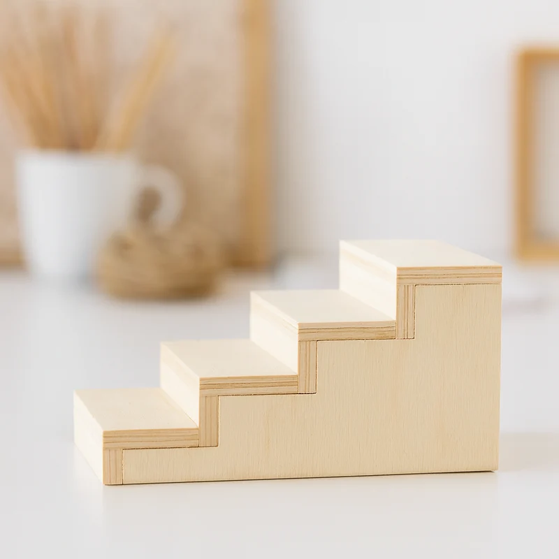 Miniatur Treppe 10cm Holz – Wichtel Zubehör für Puppenhaus & Diorama