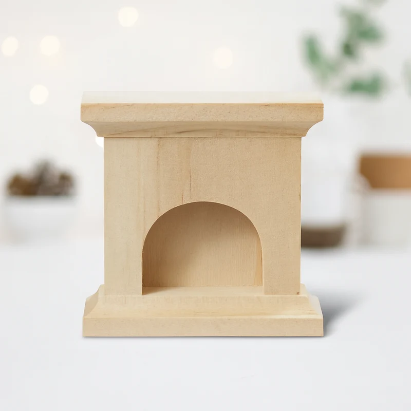 Miniatur Kamin 6,5cm Holz – Wichtel Zubehör für Puppenhaus & Diorama
