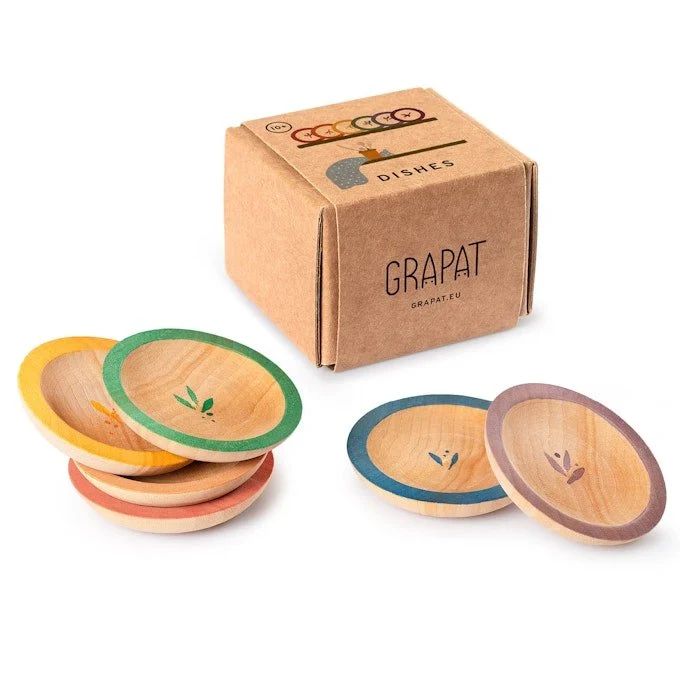 Grapat Dishes - 6 Holzteller für kreative Rollenspiele