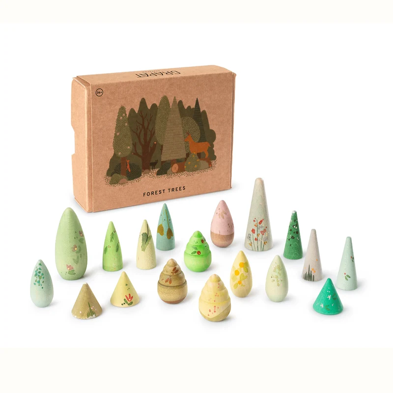 Grapat Forest Trees - 18 handbemalte Bäume aus Holz