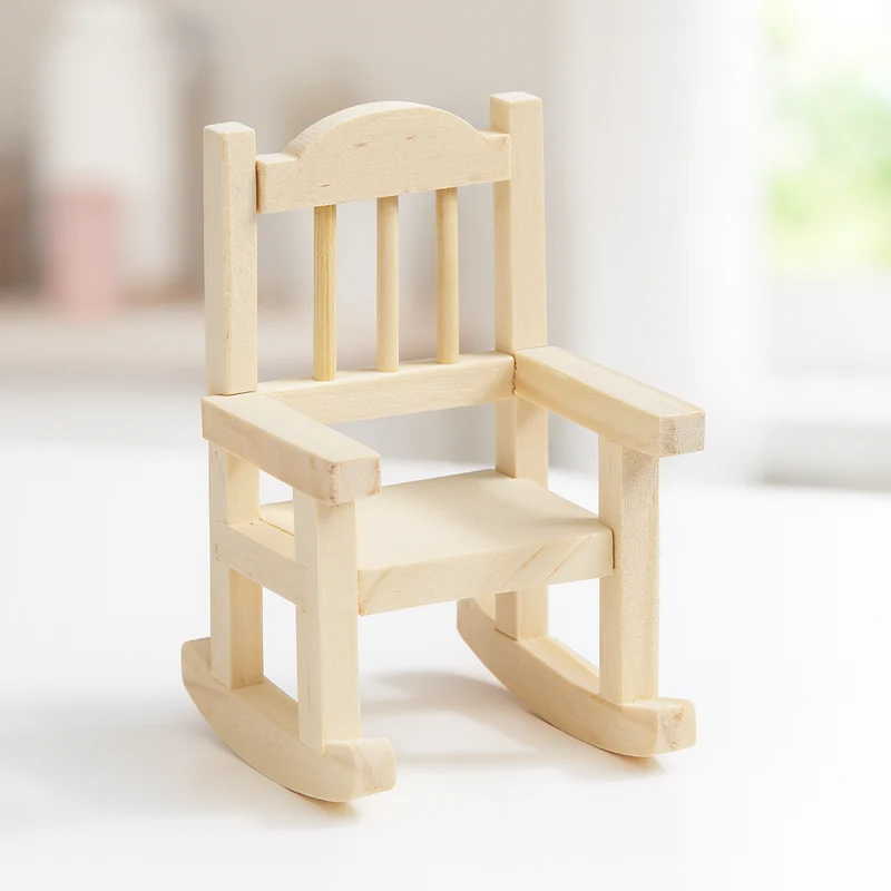 Miniatur Schaukelstuhl – Wichtel Zubehör Holz 3,5x3,5x7cm