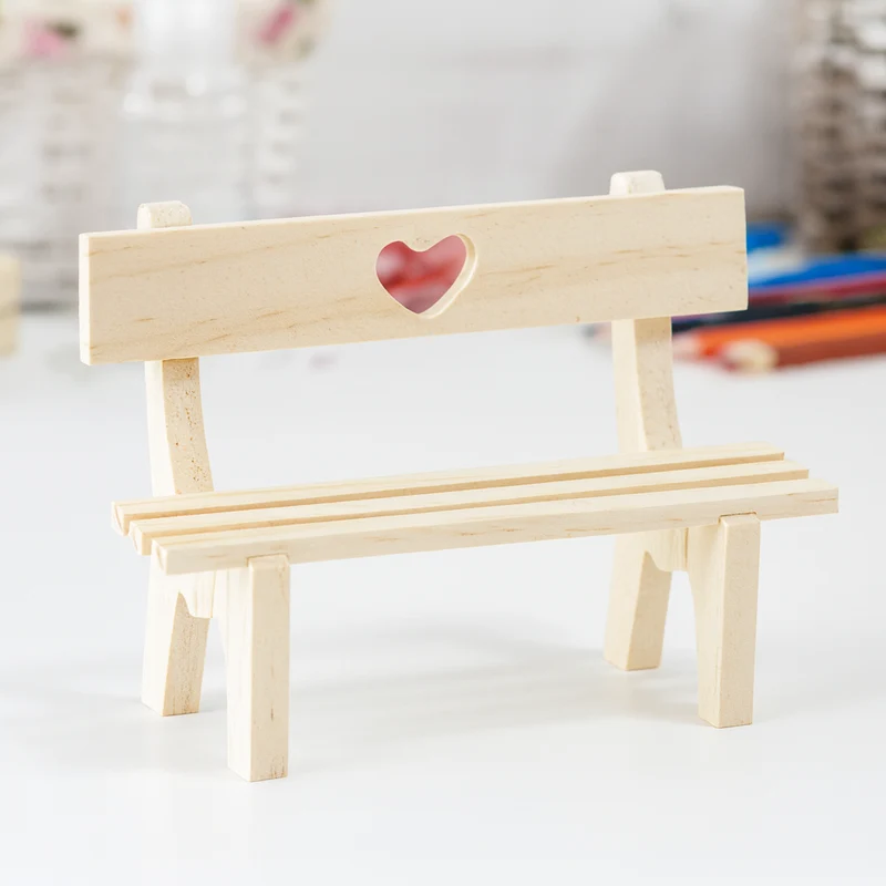 Miniatur Bank mit Herz – Wichtel Zubehör Holz 10cm oder 13cm