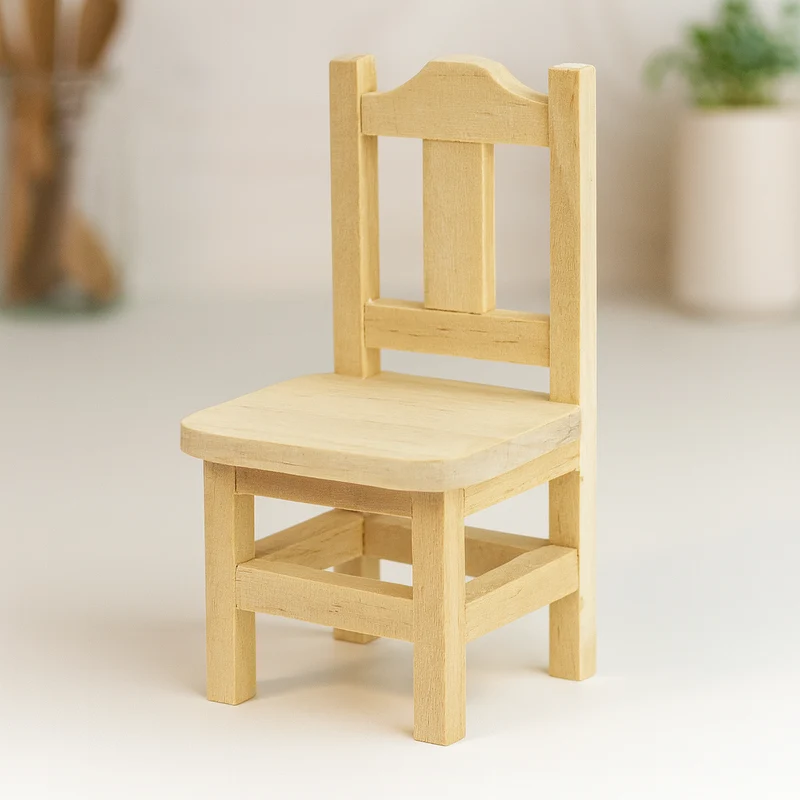 Miniatur Stuhl 5,5x5,5x9cm – Wichtel Zubehör aus Holz