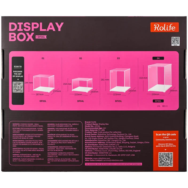 Robotime Dust Cover / Display Case Portrait L (Innenmaße L:230mm*B:230mm*H:292mm) DF06L