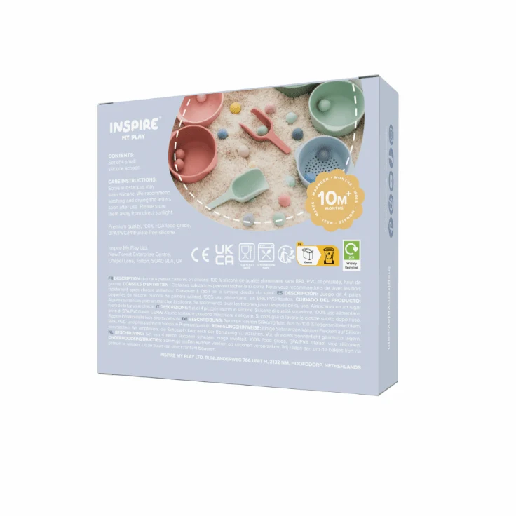 Inspire My Play 117: 4 Pastell Mini-Schaufeln für Sensorikspiele