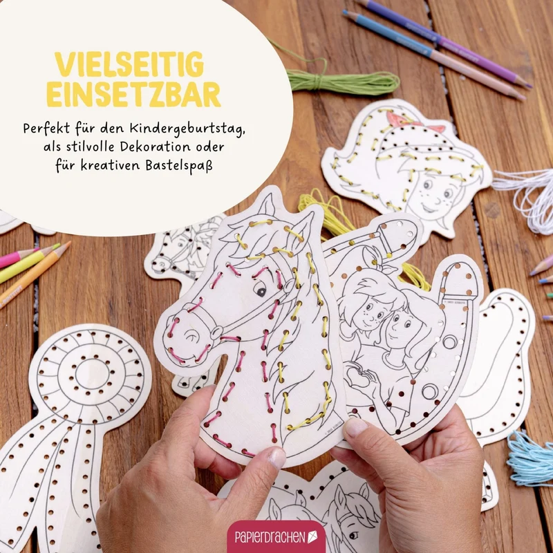 B-Ware Papierdrachen DIY Fädelset aus Holz - Bibi und Tina