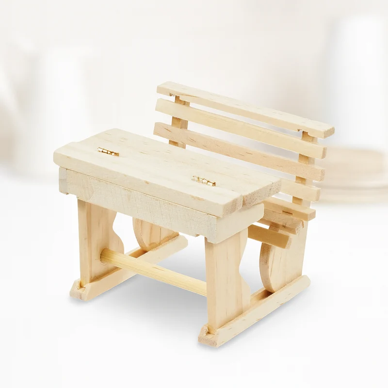 Miniatur Schulbank 7cm Holz – Wichtel Zubehör für Puppenhaus & Diorama