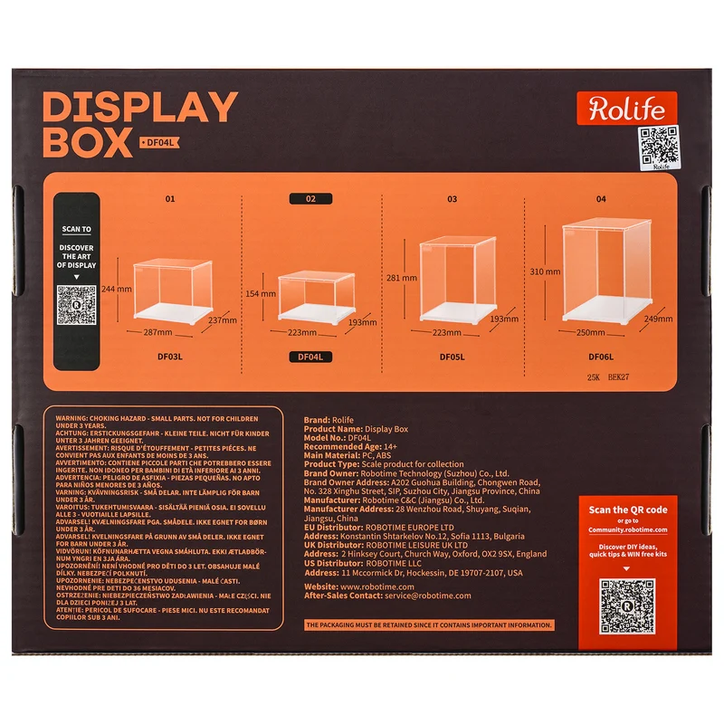 Robotime Dust Cover / Display Case Landscape S (Innenmaße L:205mm*B:177mm*H:137mm) DF04L