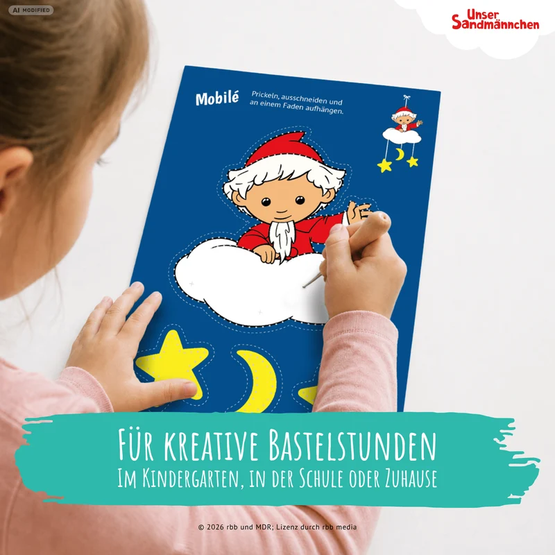 Unser Sandmännchen - Prickelset inkl. 10 Vorlagen, Filz & Nadel