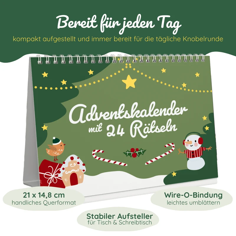 Rätsel-Adventskalender mit 24 kniffligen Rätseln für die ganze Familie