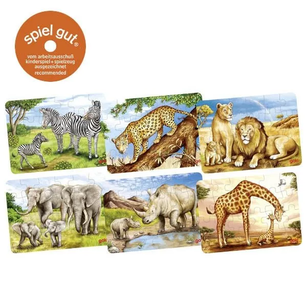 GoKi 57419 Minipuzzle Afrikanische Tiere - 1 von 6 verschiedenen Motiven