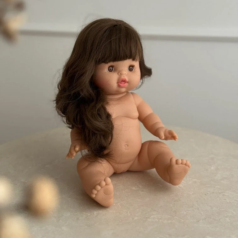 Puppe "Valentine" 34cm mit braunen langen Haaren und Pony