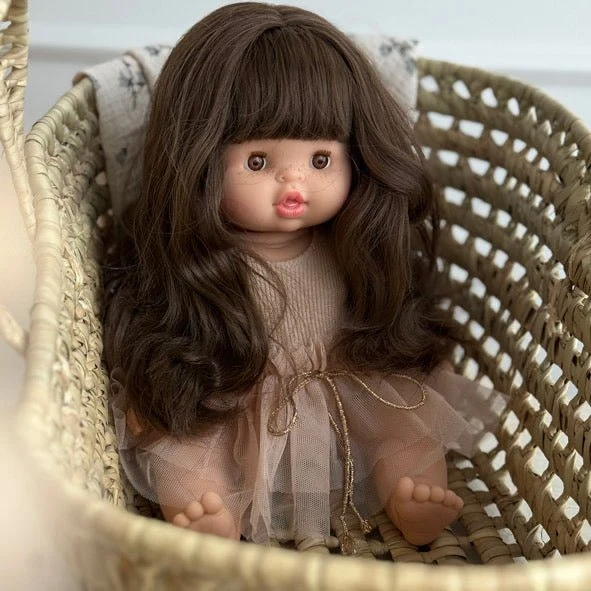 Puppe "Valentine" 34cm mit braunen langen Haaren und Pony