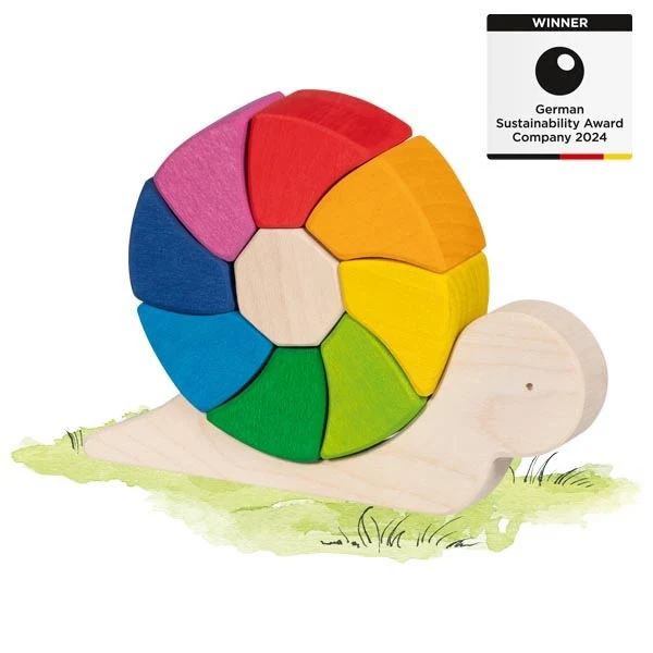Bausteine „Kecke Schnirkelschnecke Pauline“ – Holz-Bauspielzeug mit Tiermotiv