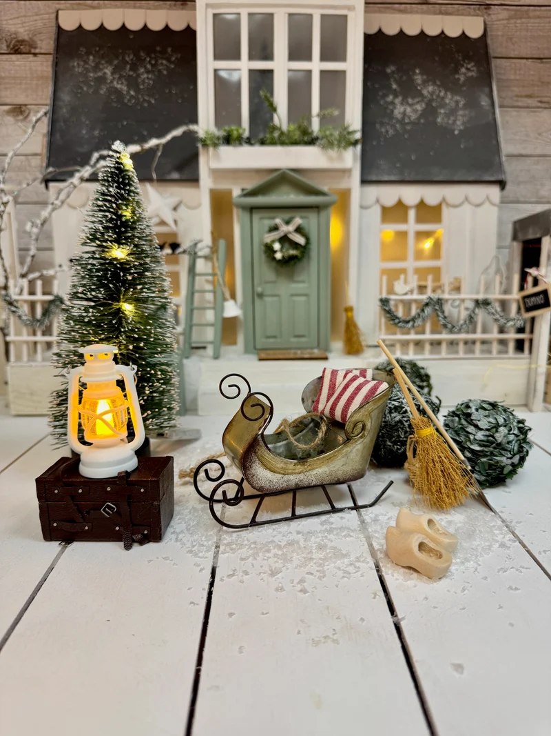 Nostalgischer Metallschlitten - Miniatur für Wichtel & Weihnachtsdekoration