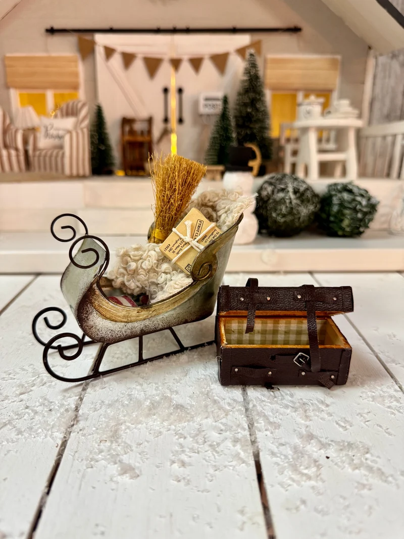 Nostalgischer Metallschlitten - Miniatur für Wichtel & Weihnachtsdekoration