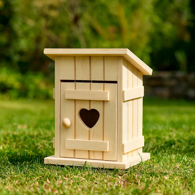 Miniatur Toilettenhäuschen 8x10x6,5cm - Wichtel Zubehör aus Holz