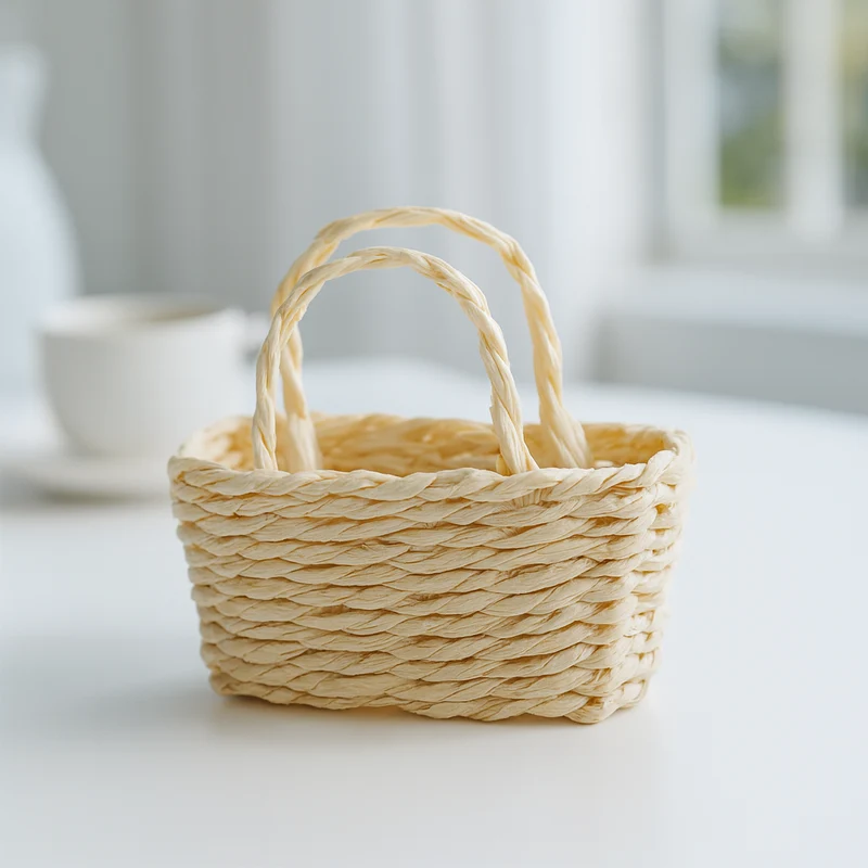 Miniatur Korb rechteckig – Wichtel Zubehör 4,5x2cm für Puppenhaus