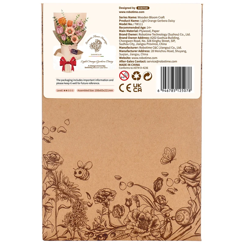 Robotime Light Orange Gerbera / Hellorangefarbene Gerbera TW111