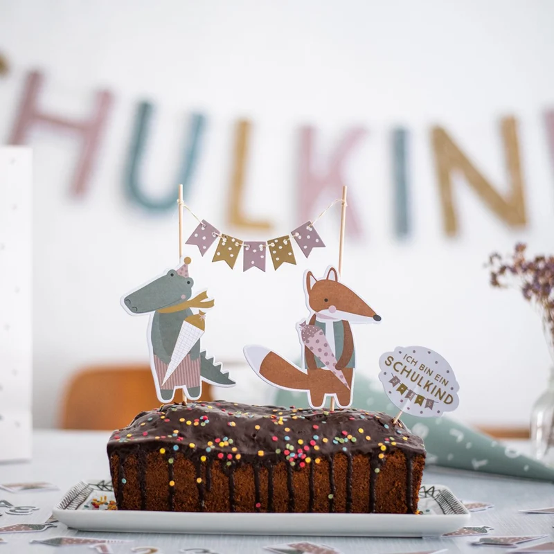 Cake Topper Schulkind Pastell