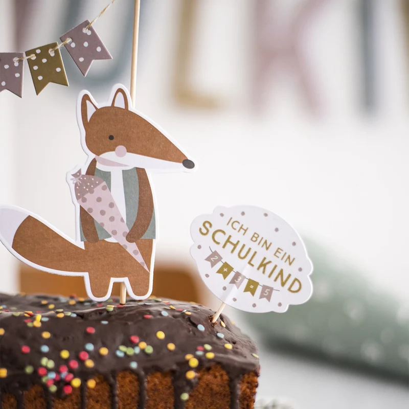 Cake Topper Schulkind Pastell