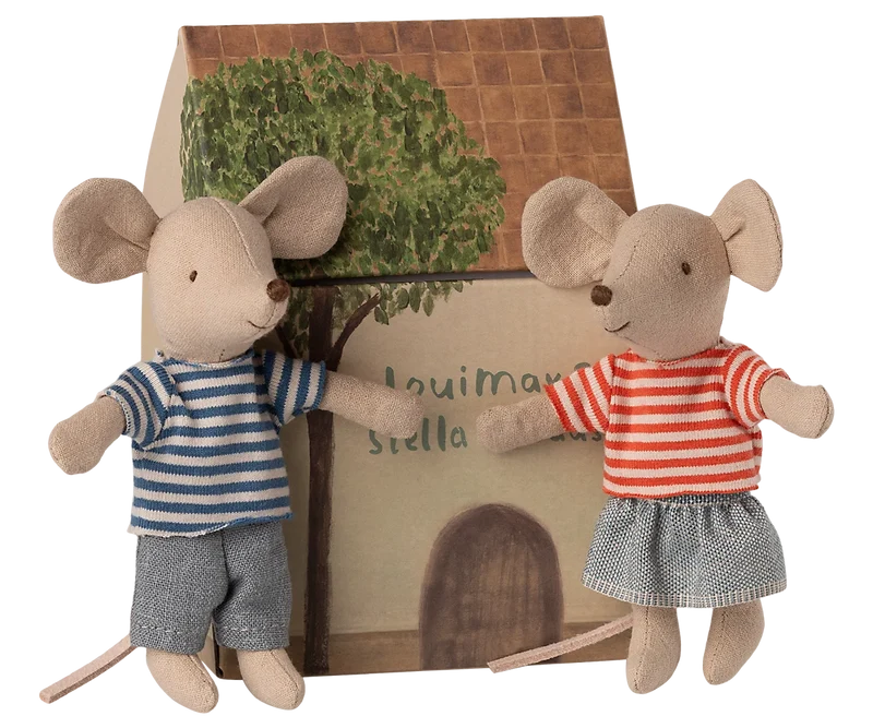 Maileg LouiMax und Stella - kleine Geschwistermäuse im Haus