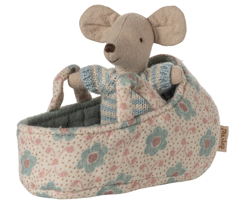 Maileg Babymaus in Tragetasche - Blau oder Rosa