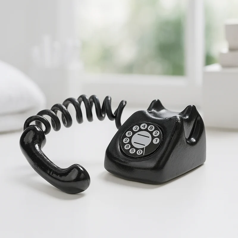 Miniatur Telefon schwarz 1,7cm – Wichtel Zubehör Puppenhaus