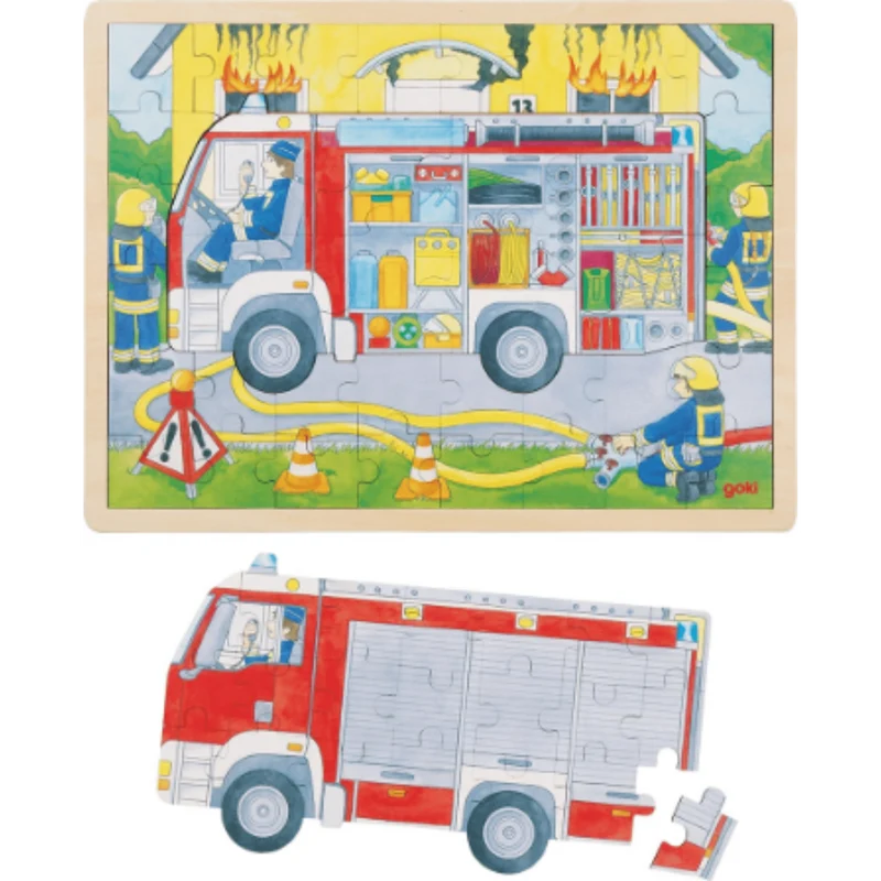 GoKi 57416 Schichtenpuzzle Feuerwehreinsatz, 2 Schichten
