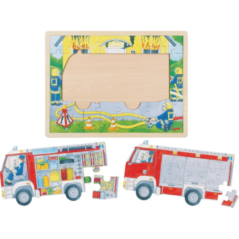 GoKi 57416 Schichtenpuzzle Feuerwehreinsatz, 2 Schichten