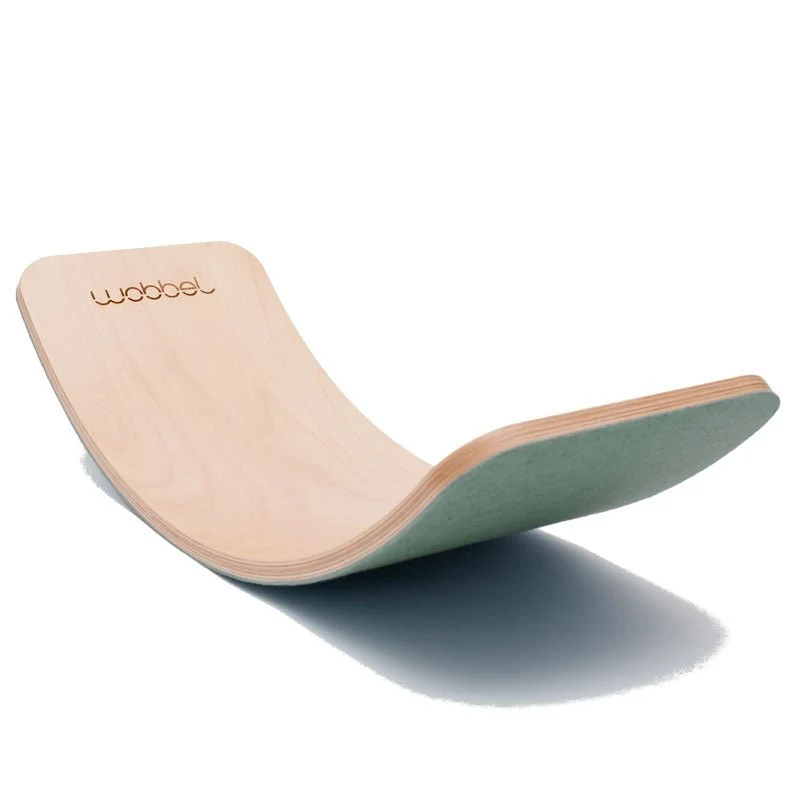 Wobbel kleines Balanceboard Starter - transparent lackiert mit Filz in verschiedenen Farben