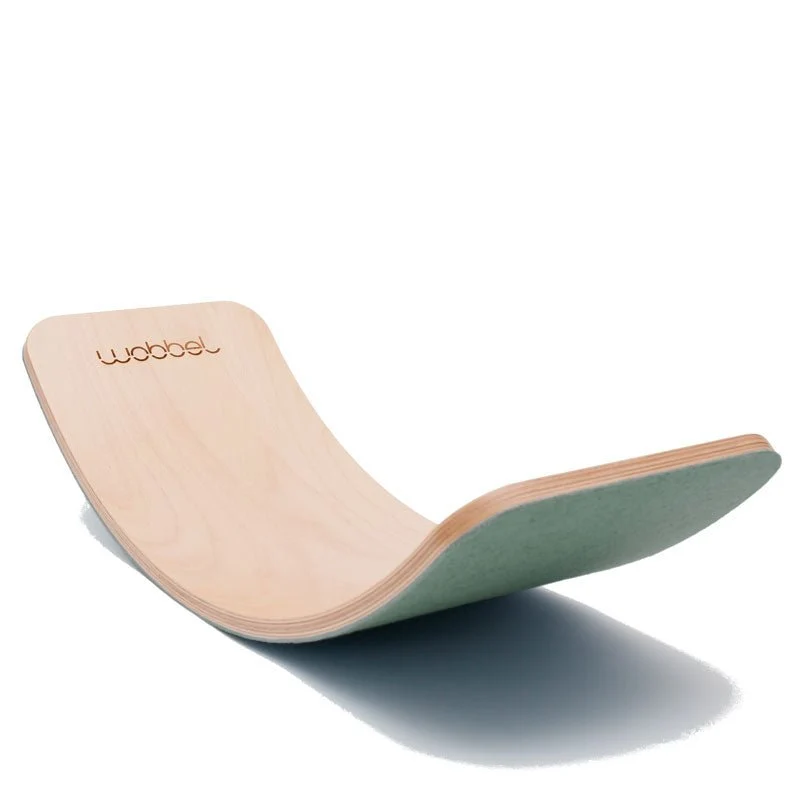 Wobbel Balanceboard PRO - transparent lackiert mit recyceltem Filz in verschiedenen Farben