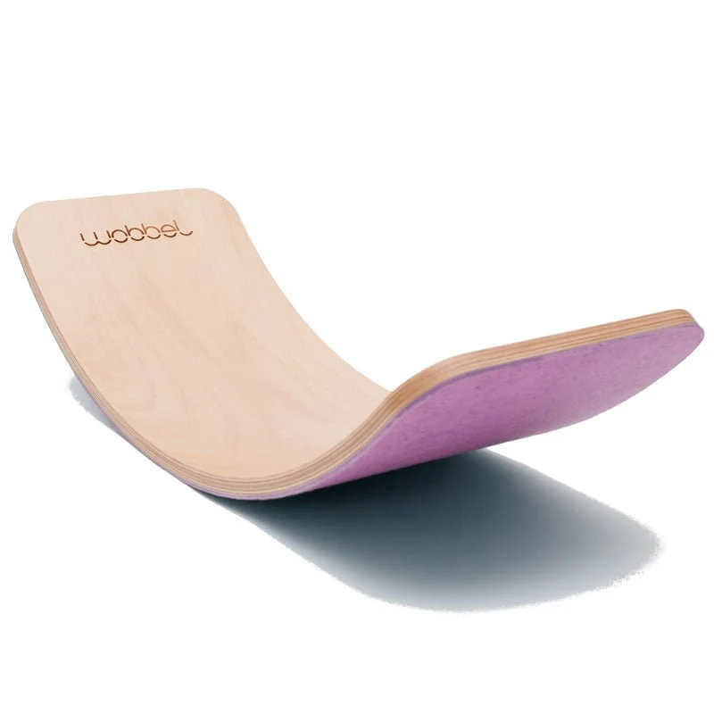 Wobbel Balanceboard PRO - transparent lackiert mit recyceltem Filz in verschiedenen Farben
