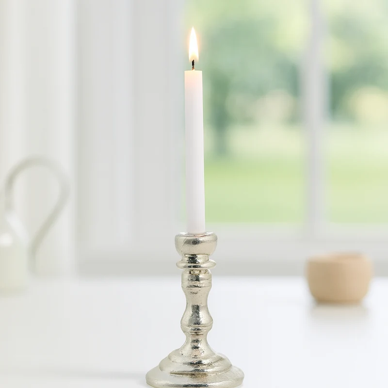 Miniatur Kerzenhalter 2-teilig silber – Wichtel Zubehör ca. 1,2x4cm