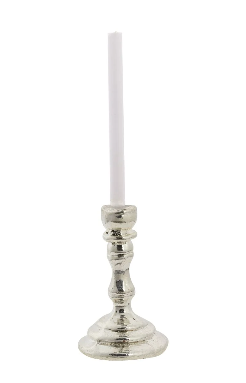 Miniatur Kerzenhalter 2-teilig silber – Wichtel Zubehör ca. 1,2x4cm