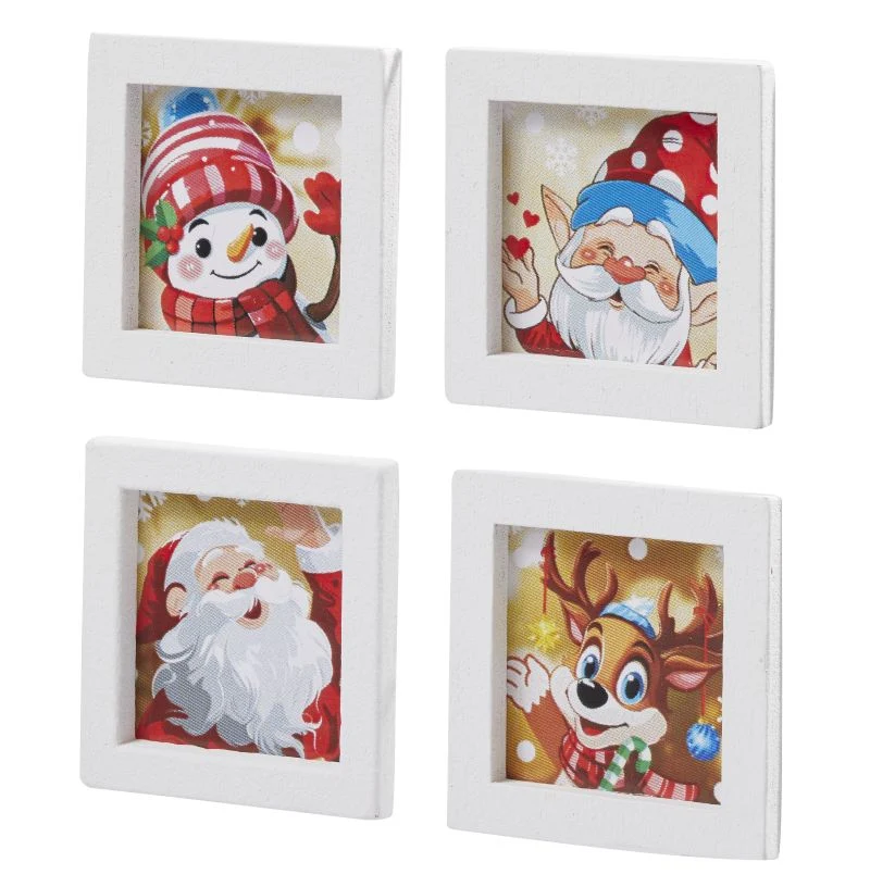 Miniatur Weihnachtsbilder 4-teilig – Wichtel Zubehör ca. 3x3cm