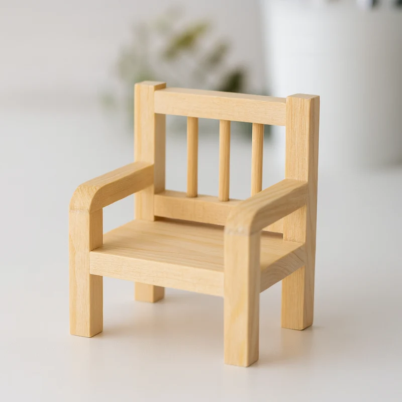 Miniatur Stuhl 4,5cm – Wichtel Zubehör aus Holz für Puppenhaus