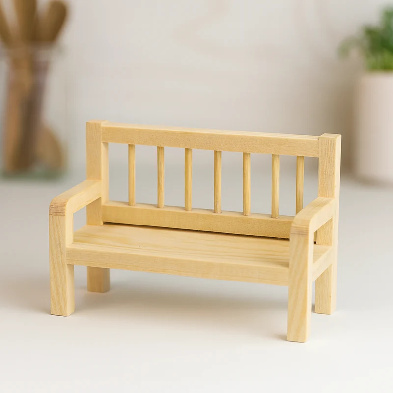 Miniatur Bank 8x3,5x6cm – Wichtel Zubehör aus Holz